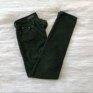 J Crew Dark Green Midrise Toothpick Corduroy Pants